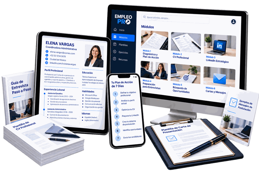 EMPLEO PRO: e-book, ejemplo de CV, plan de acción de 7 días y bonos